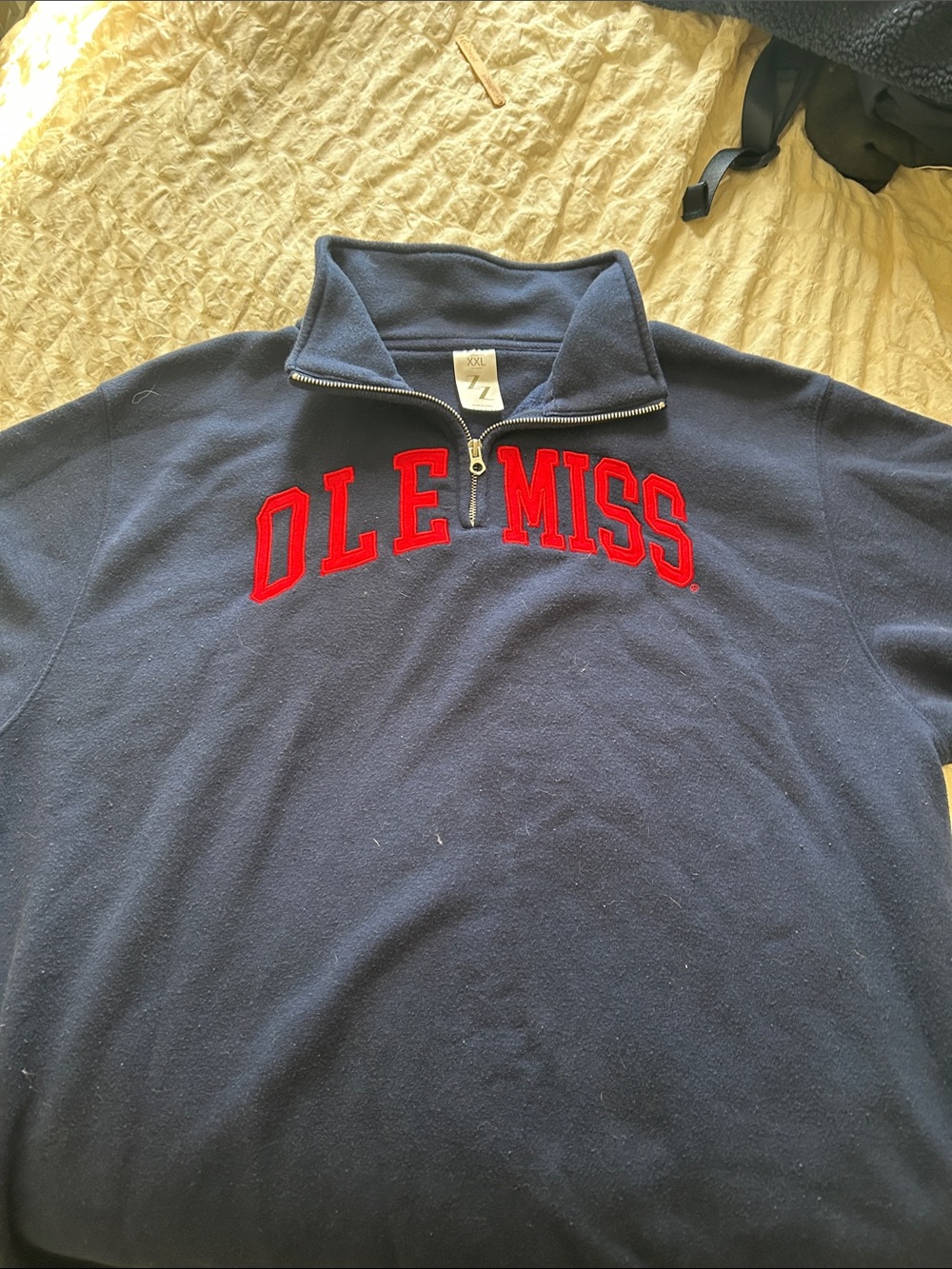 ZZs Navy Quarter-Zip Sweatshirt with Red 'OLE MISS' Lettering